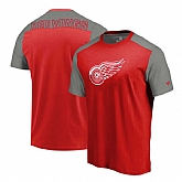 Detroit Red Wings Fanatics Branded Iconic Blocked T-Shirt RedHeathered Gray